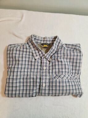 Eddie Bauer Travex Shirt Mens TL LT Large Tall Gray Plaid Short Sleeve Gorpcore